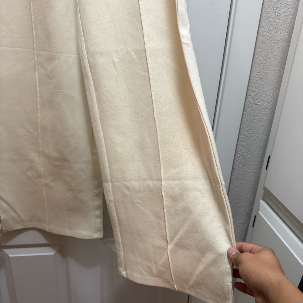Cream Wide-Leg Pants - Picture 3 of 7